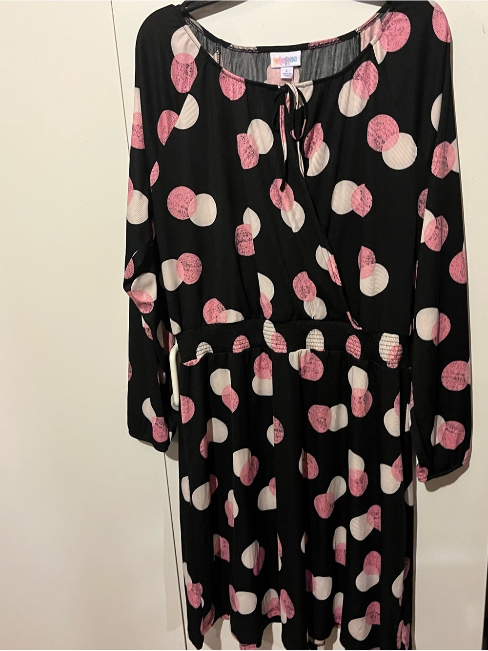 LuLaRoe Black Pink White Print Dress